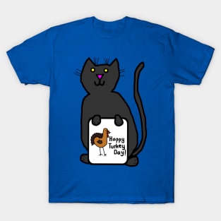 Cute Cat with Thanksgiving Turkey Greetings T-Shirt